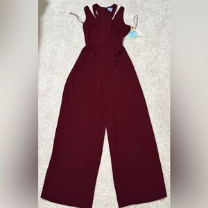 NWT CeCe Women’s Wide Leg Burgundy Jumpsuit Size 2